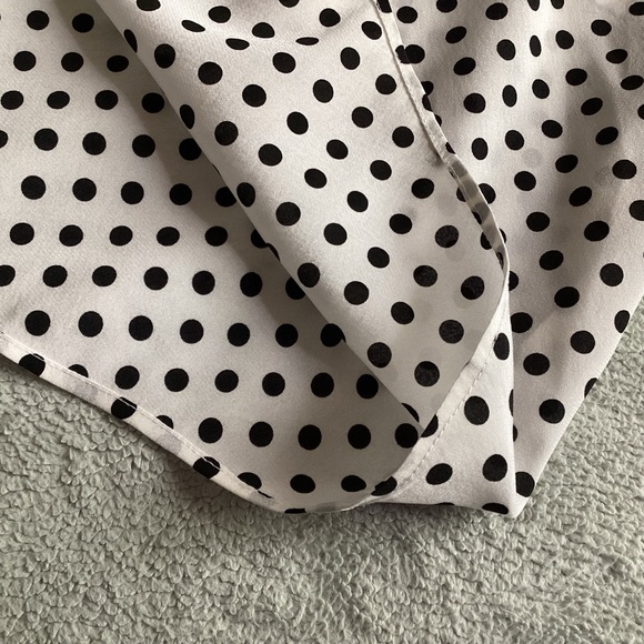 Alice + Olivia Polka Dot Elastic Waist Tab Sleeve Button Shirtdress Mod Retro M - Picture 10 of 13